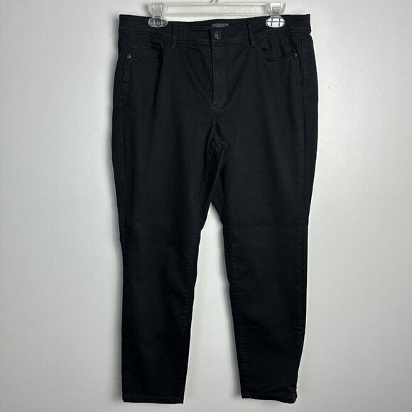 J Jill Jeans Womens 12 Black Denim Authentic Fit Slim Ankle Leg Stretch Everyday - Picture 1 of 11